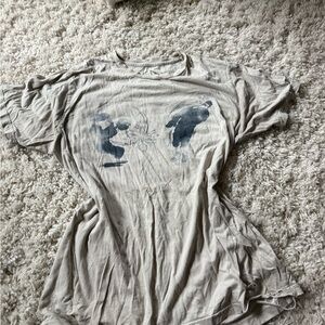 Gray Graphic Tee with Artistic Print